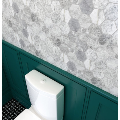 Jersey Grey Hexagon Honed Marble Mosaic 28.5x25cm