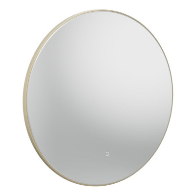 Oxygen Brushed Brass Illuminated Round Mirror 80cm