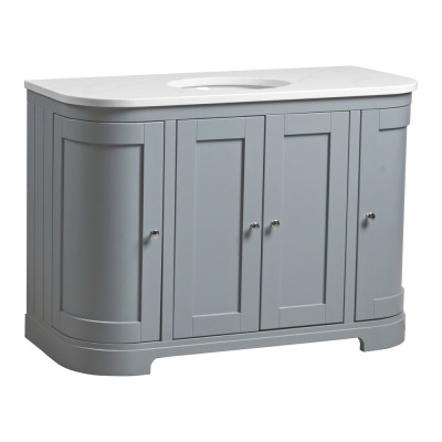 Lansdown Curved Floor Standing Countertop Vanity Unit - Matt Mineral Blue 1200mm