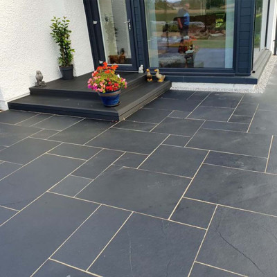 Black Limestone Paving Hand-Cut Calibrated Patio Pack 15.12m²