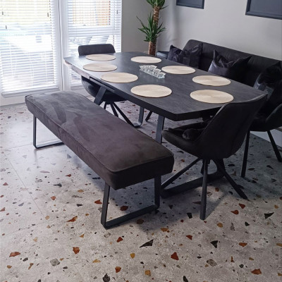 Carnival Grey Carving Terrazzo-Effect Lustre Porcelain Tile 120x60cm