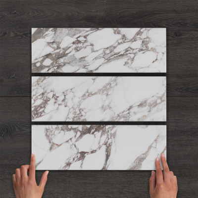 Calacatta Viola Marble-Effect Matt Porcelain Tile 15x45cm