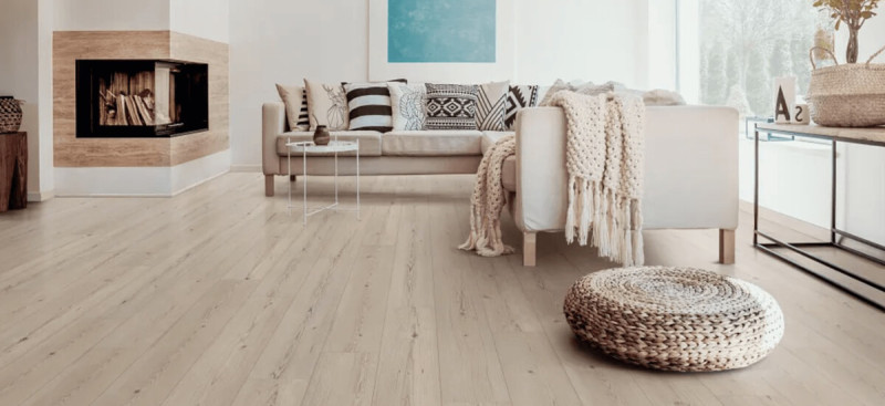Bedroom space with SPC vinyl flooring installation