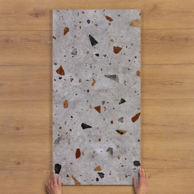 Carnival Grey Carving Terrazzo-Effect Lustre Porcelain Tile 120x60cm
