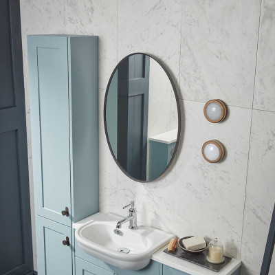 Verge Matt Black Non-Illuminated Oval Mirror 50x70cm