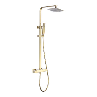 "Square Shower System/Column (Bar, Cool Touch) - Brushed Brass"