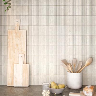 Metro Soldeu White Ceramic Textured Gloss Ceramic Wall Tile 30x7.5cm