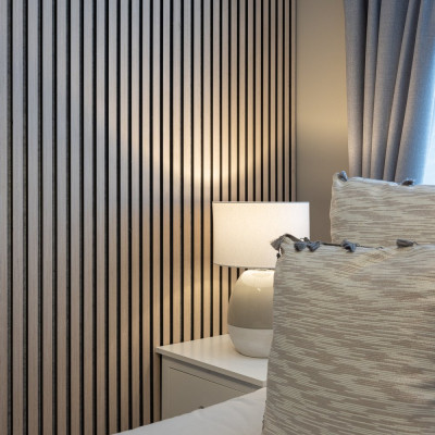 21mm Acoustic Silver Felt Wall Panel Cool Oak 240x60cm