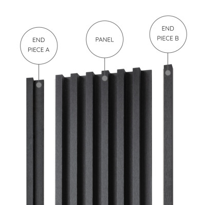 18mm Slat Wall Panel Black End Piece A 290x3cm