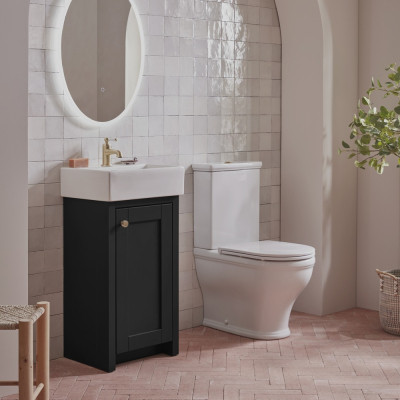 Lansdown Floor Standing Cloakroom Unit - Matt Black 450mm