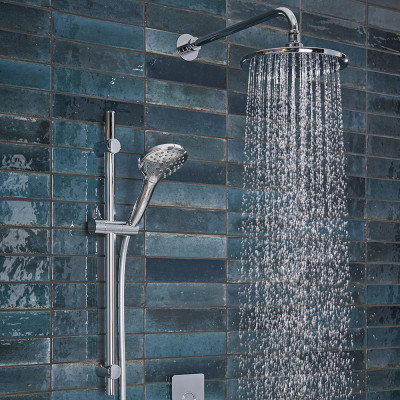 Axiom Dual Function Push Button Concealed Shower System with Riser Kit and Shower Head - Chrome