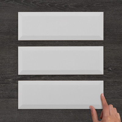 Metro XL White Bevelled Ceramic Matt Tile 30x10cm