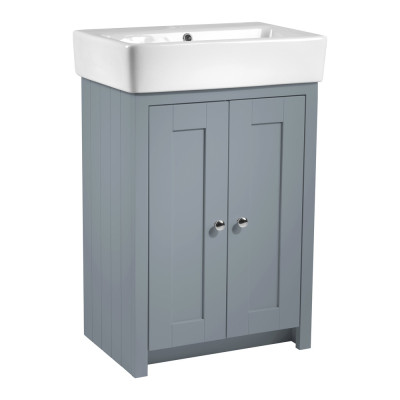 Lansdown Floor Standing Vanity Unit - Matt Mineral Blue 575mm