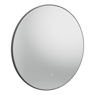 Oxygen Matt Black Illuminated Round Mirror 80cm
