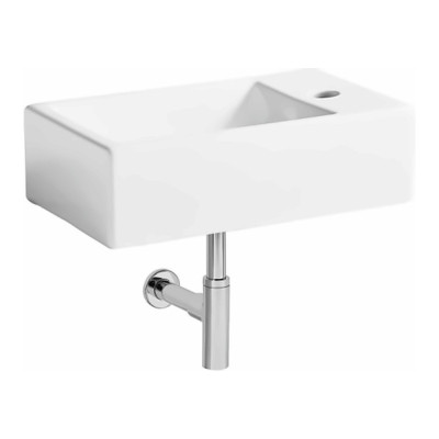 Cloakroom Basins Matrix Right Hand Wall Hung Basin - White