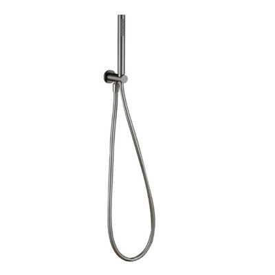 Round Gunmetal Grey Outlet and Parking Bracket with Shower Handset and Hose