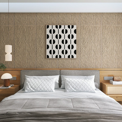 PU Stone Wall Panel Ribbed Surface Taupe 120x60cm