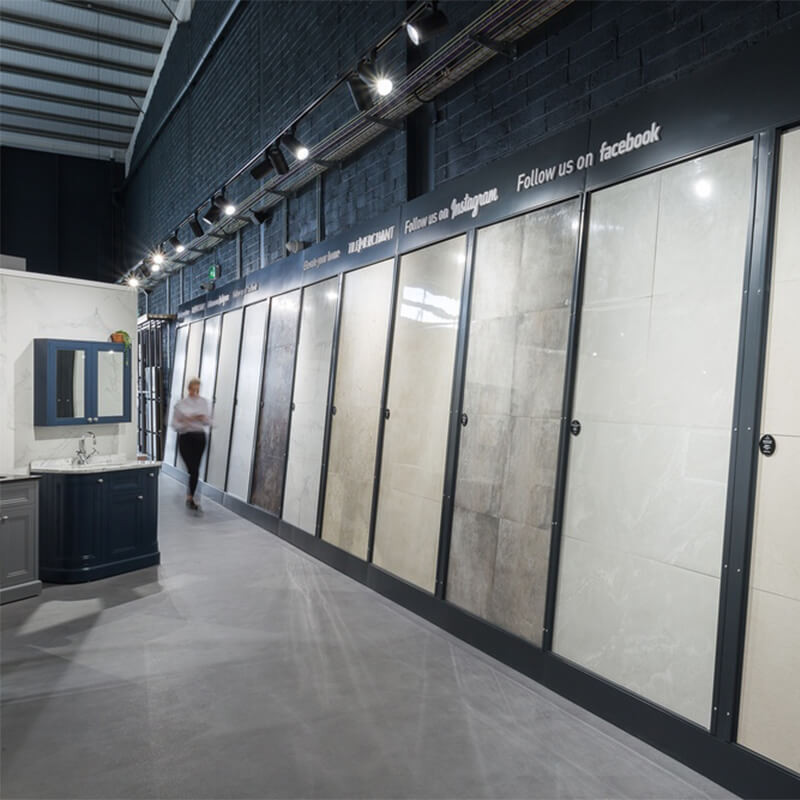 Tile Merchant showroom with elegant tile inspiration for home renovations.