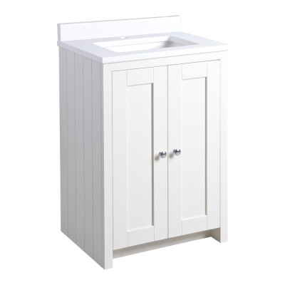 Lansdown Floor Standing Countertop Vanity Unit - Matt Linen White 600mm