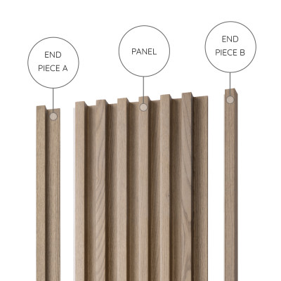 18mm Slat Wall Panel Ash End Piece B 290x1.7cm