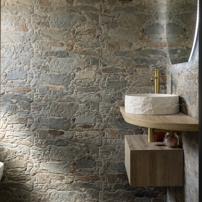 Muralla Stone-Effect Porcelain Ocre Tile 60x40cm