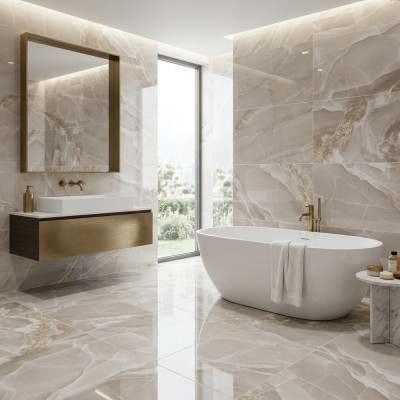 Crystal Ridge Onyx-Effect Polished Porcelain Tile 120x60cm