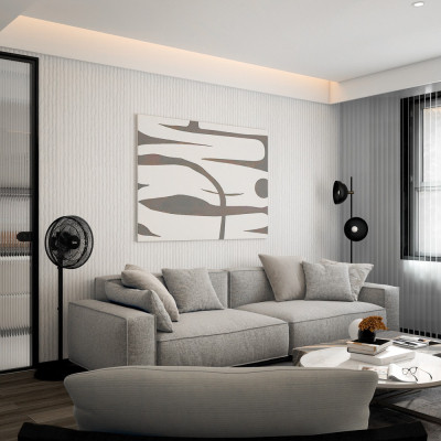 PU Stone Wall Panel Ribbed Surface White 120x60cm