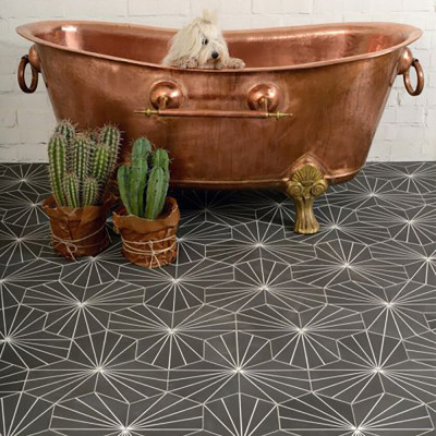 Lilypad Hexagon Negro Matt Porcelain Tile 23x20cm