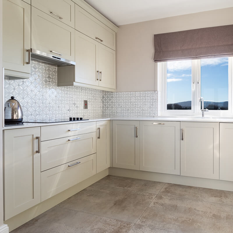 Porcelain tile close-up. wood effect vinyl flooring kitchen