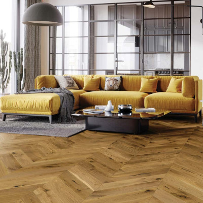 Engineered Wood - Barista Arabica Chevron/ Mainland Brushed Matt Varnished 72.5x13cm
