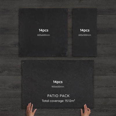 Black Limestone Paving Hand-Cut Calibrated Patio Pack 15.12m²