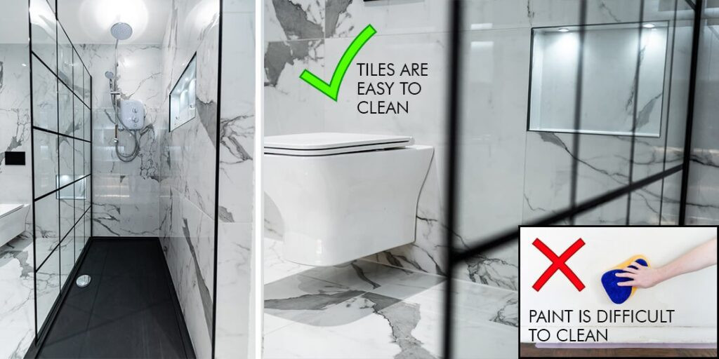 In the Irish home improvement scene, there is a trend right now for painted bathrooms. Whether that means painting the floors, walls, and ceiling, painting only a feature wall, or painting over pre-existing tiles.