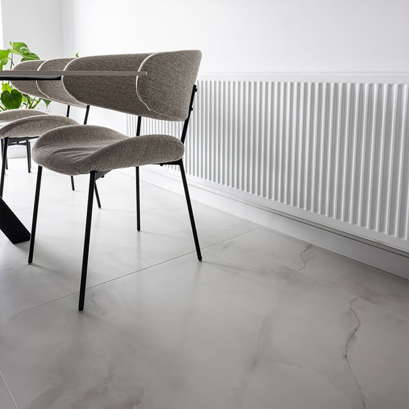 Italian Calacatta Marble Tiles installed in a living room in Ireland