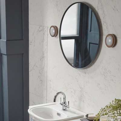 Verge Matt Black Non-illuminated Round Mirror 60cm