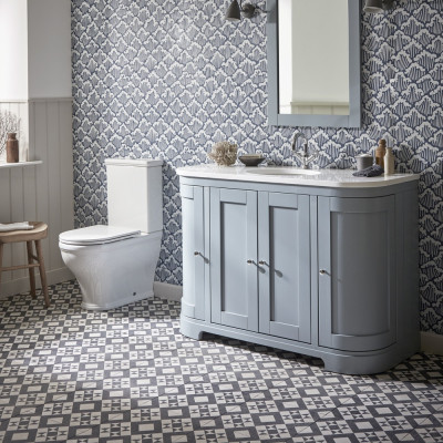 Lansdown Curved Floor Standing Countertop Vanity Unit - Matt Mineral Blue 1200mm