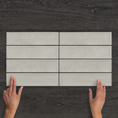 Nara Gris Gloss Ceramic Wall Tile 30x7.5cm