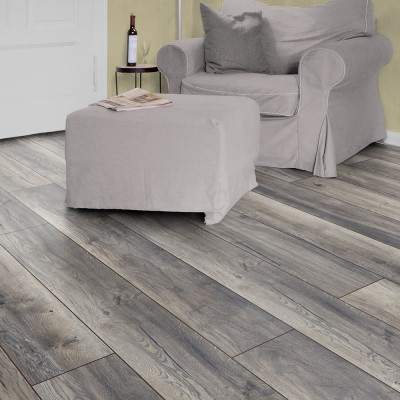 Laminate Flooring - 12mm Robusto 4V AC5 Harbour Oak Grey 138x19cm
