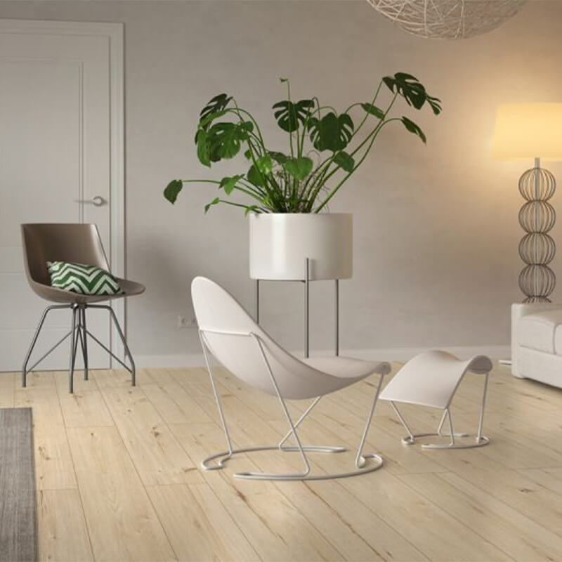 Modern living room with SPC vinyl flooring