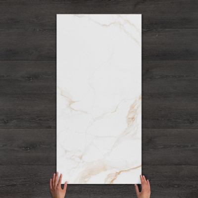 Carrara Golden Marble-Effect Polished Porcelain Tile 120x60cm