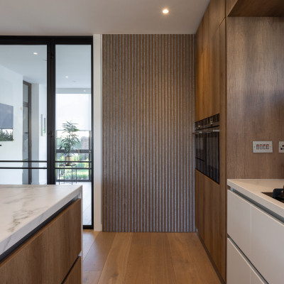 21mm Acoustic Silver Felt Wall Panel Walnut 240x60cm