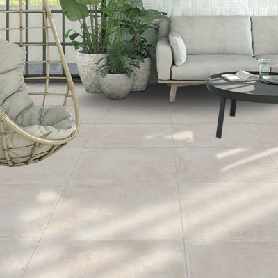 Outdoor Cream Cement-Effect Matt Porcelain Tile 60x60cm